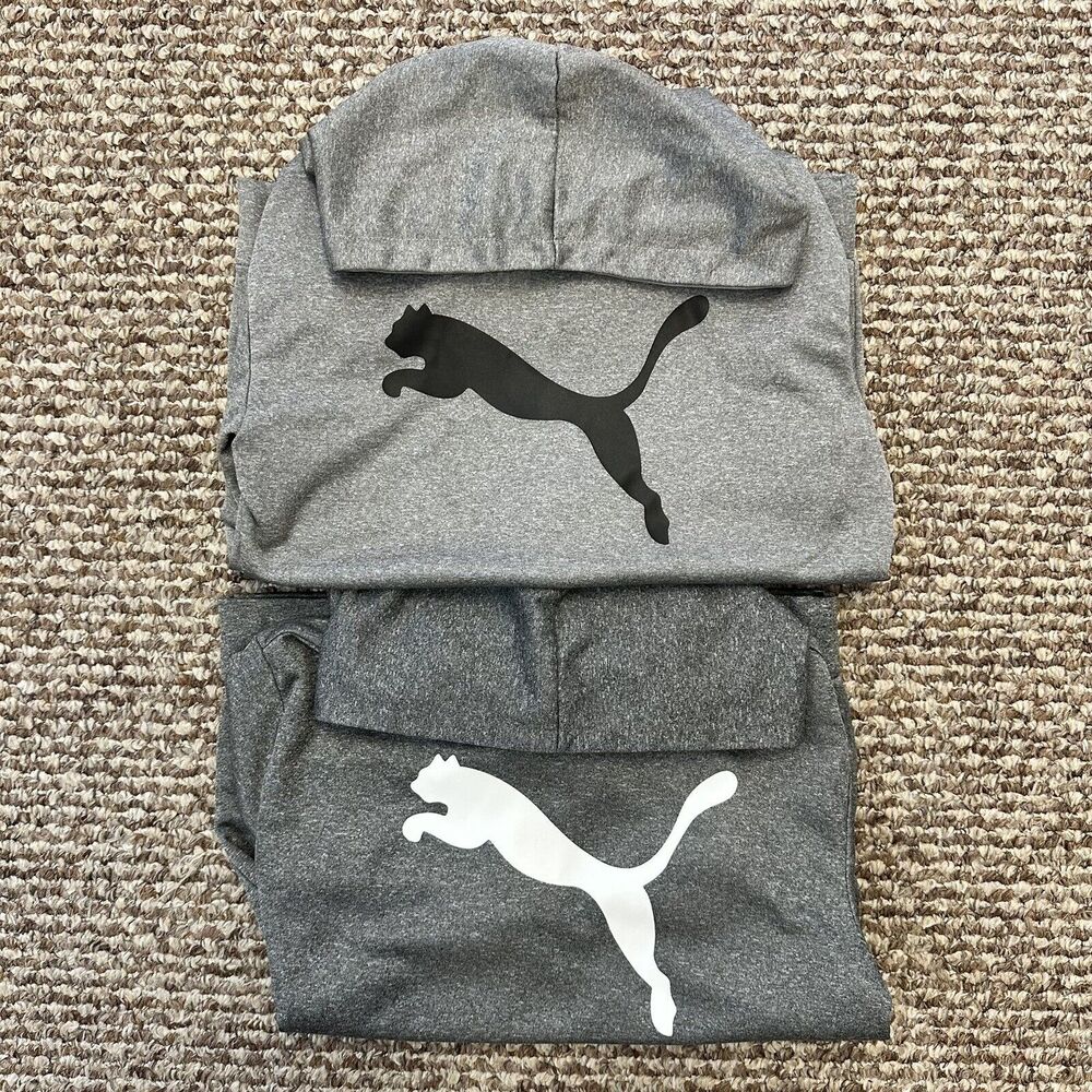 Puma Sweatshirt Boys Youth L (14-16) Gray Hoodie Puma Logo Kangaroo Pocket 2pcs